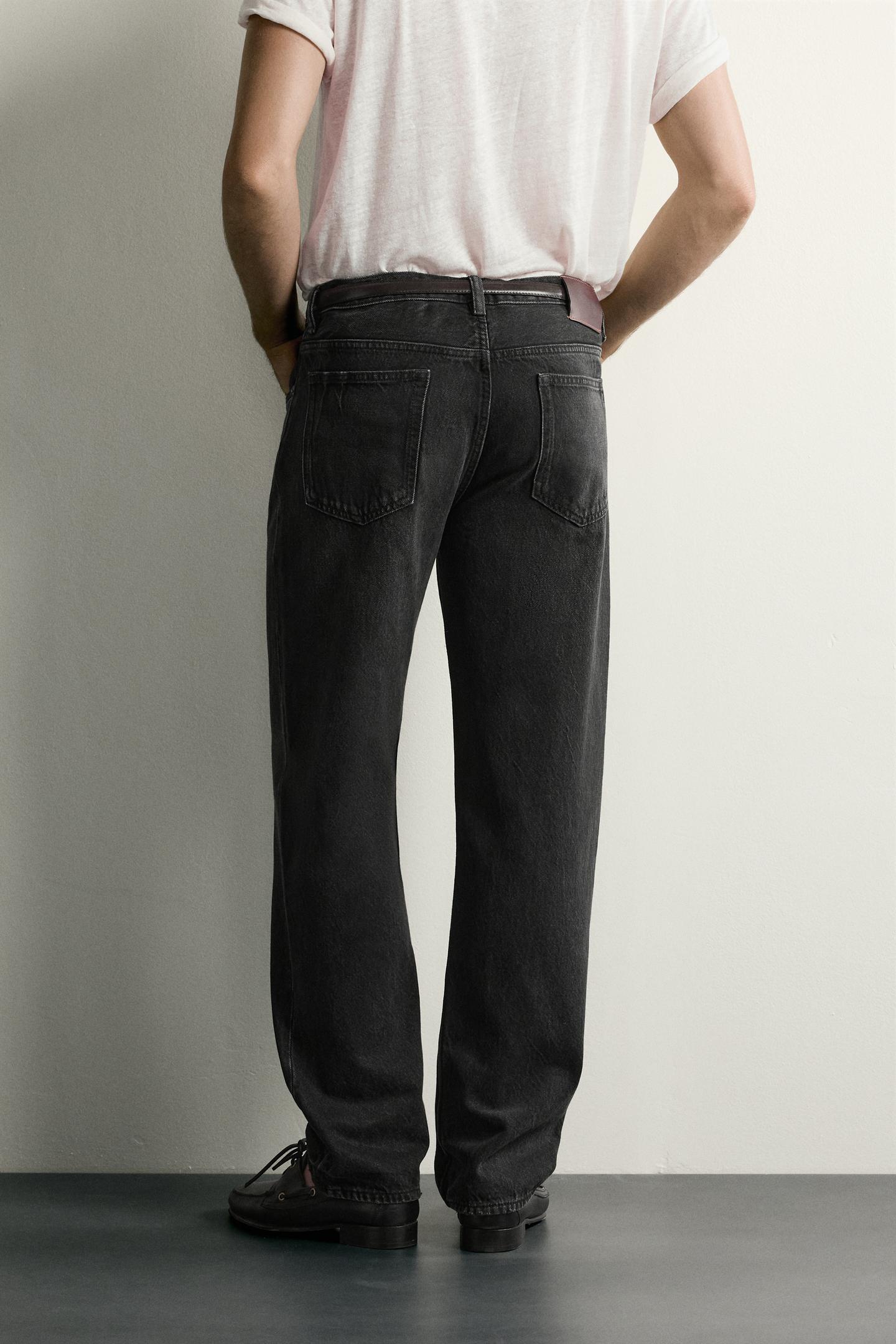 Мужские джинсы Zara Straight Fit, цвет: Угольный — фото 3
