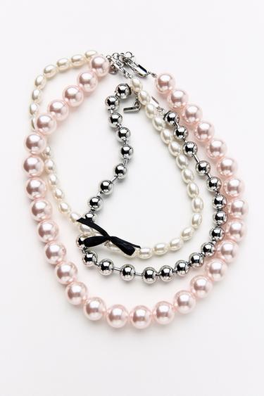 PACK OF 3 FAUX PEARL NECKLACES -  by Zara