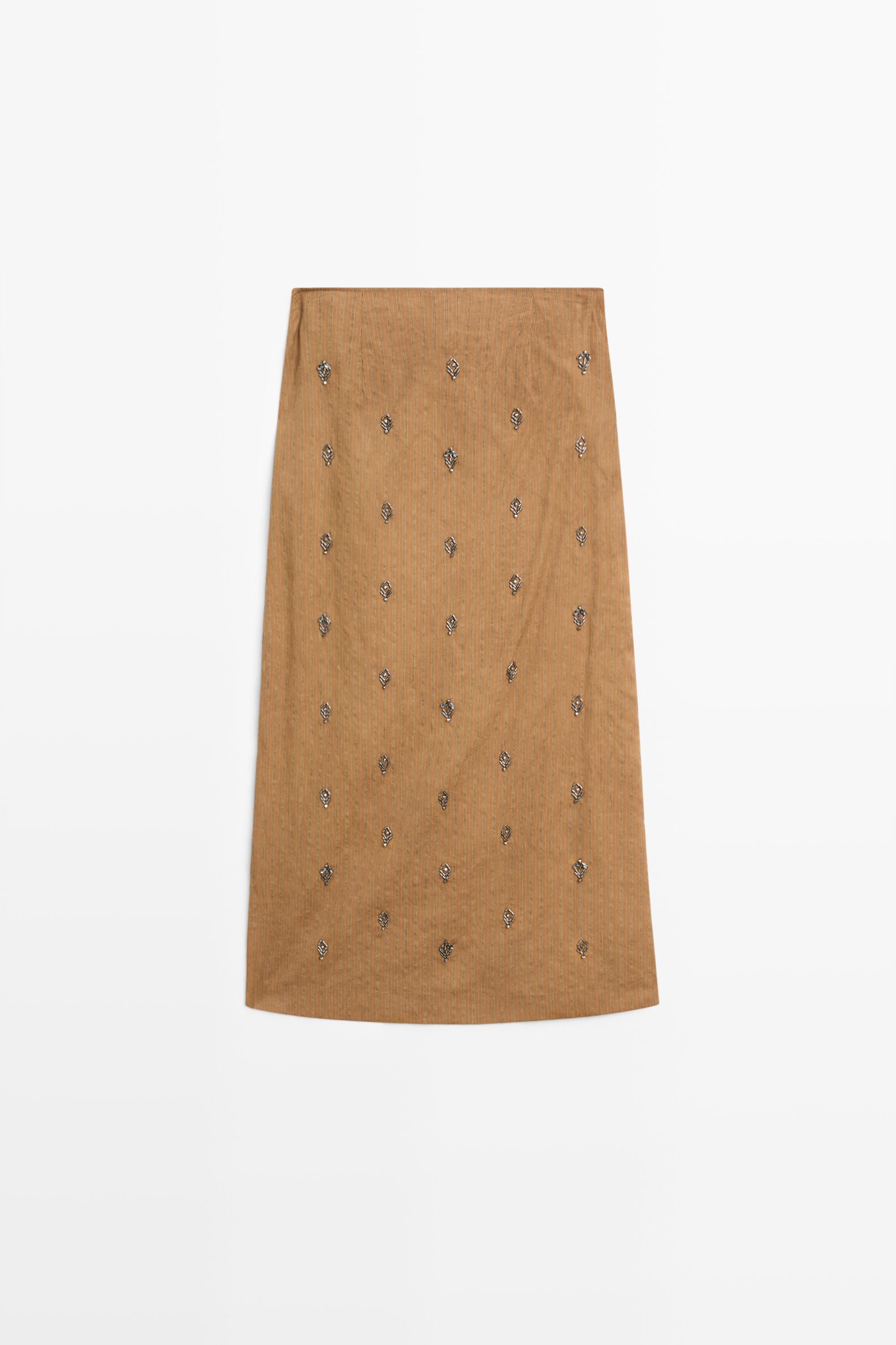Midi pareo skirt with appliqués