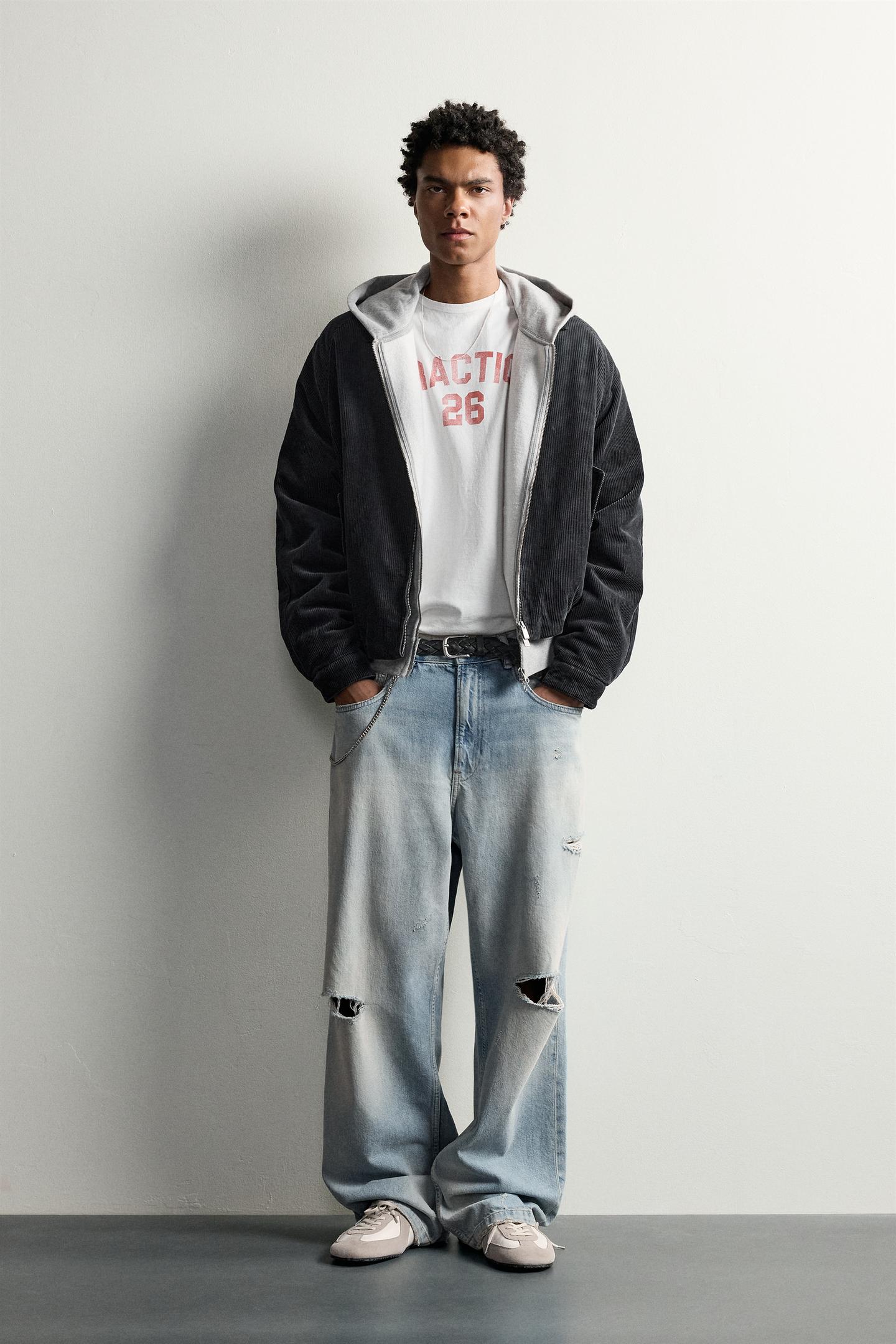 Мужская куртка Zara Relaxed Fit Padded Corduroy, цвет: Угольный