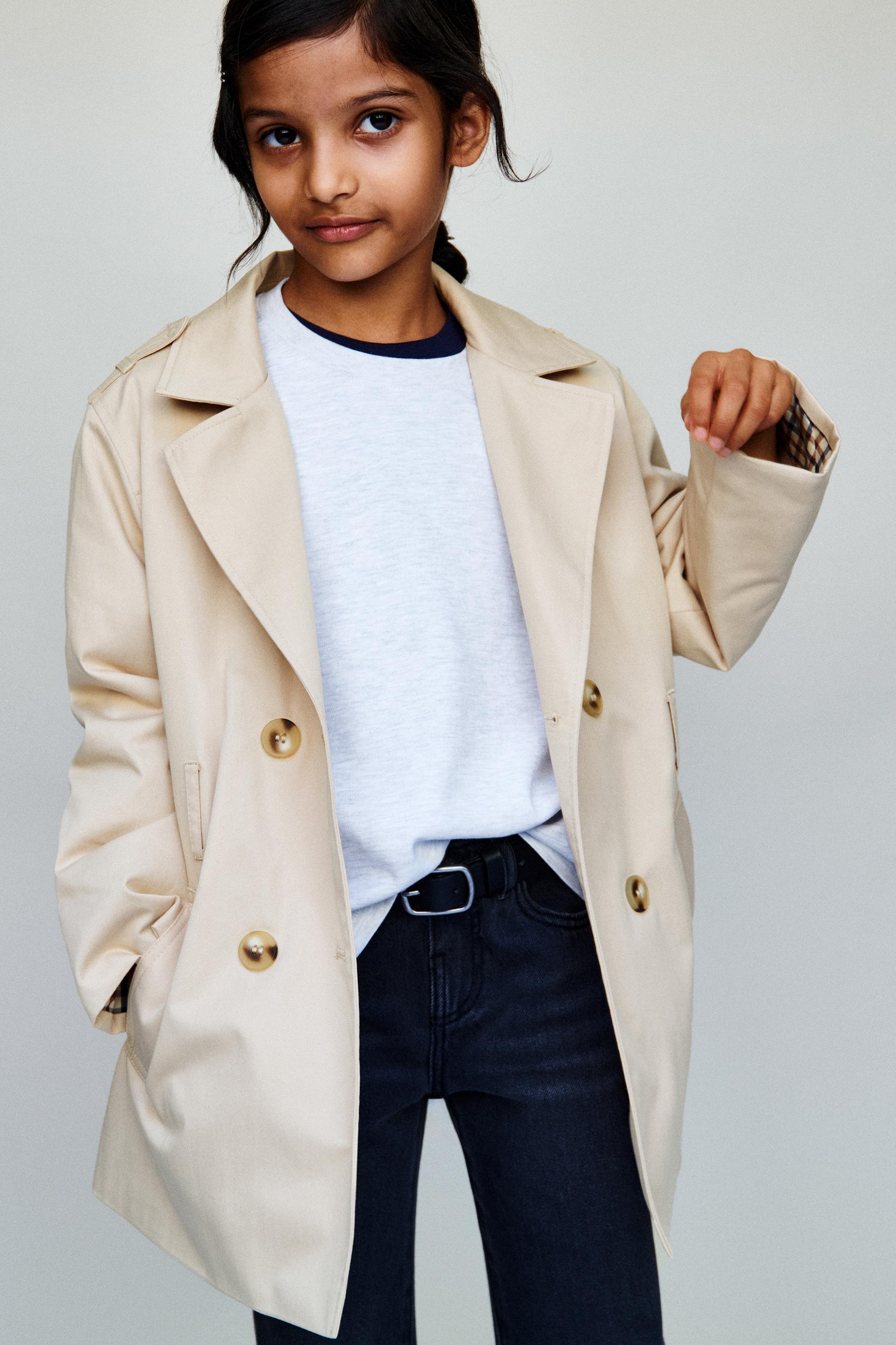 QUILTED PLAID LINED TRENCH COAT — Beige