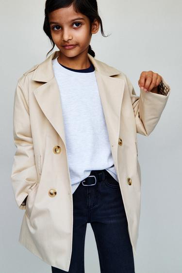 Zaras VADDERAD TRENCHCOAT MED RUTIGT FODER - Beige