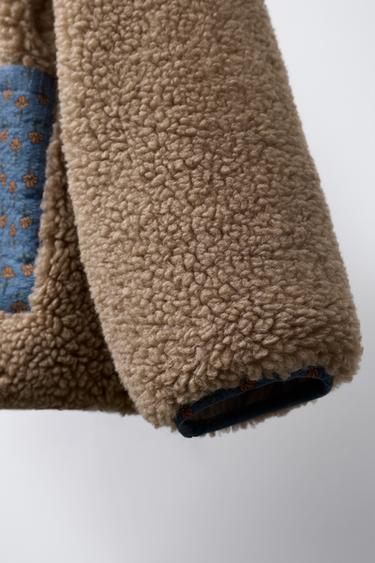 FAUX SHEARLING PATCHWORK FLORAL JACKET - camel by Zara - Image 5