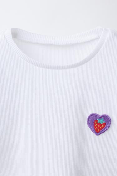 RIB T-SHIRT WITH PATCH - White by Zara - Image 2