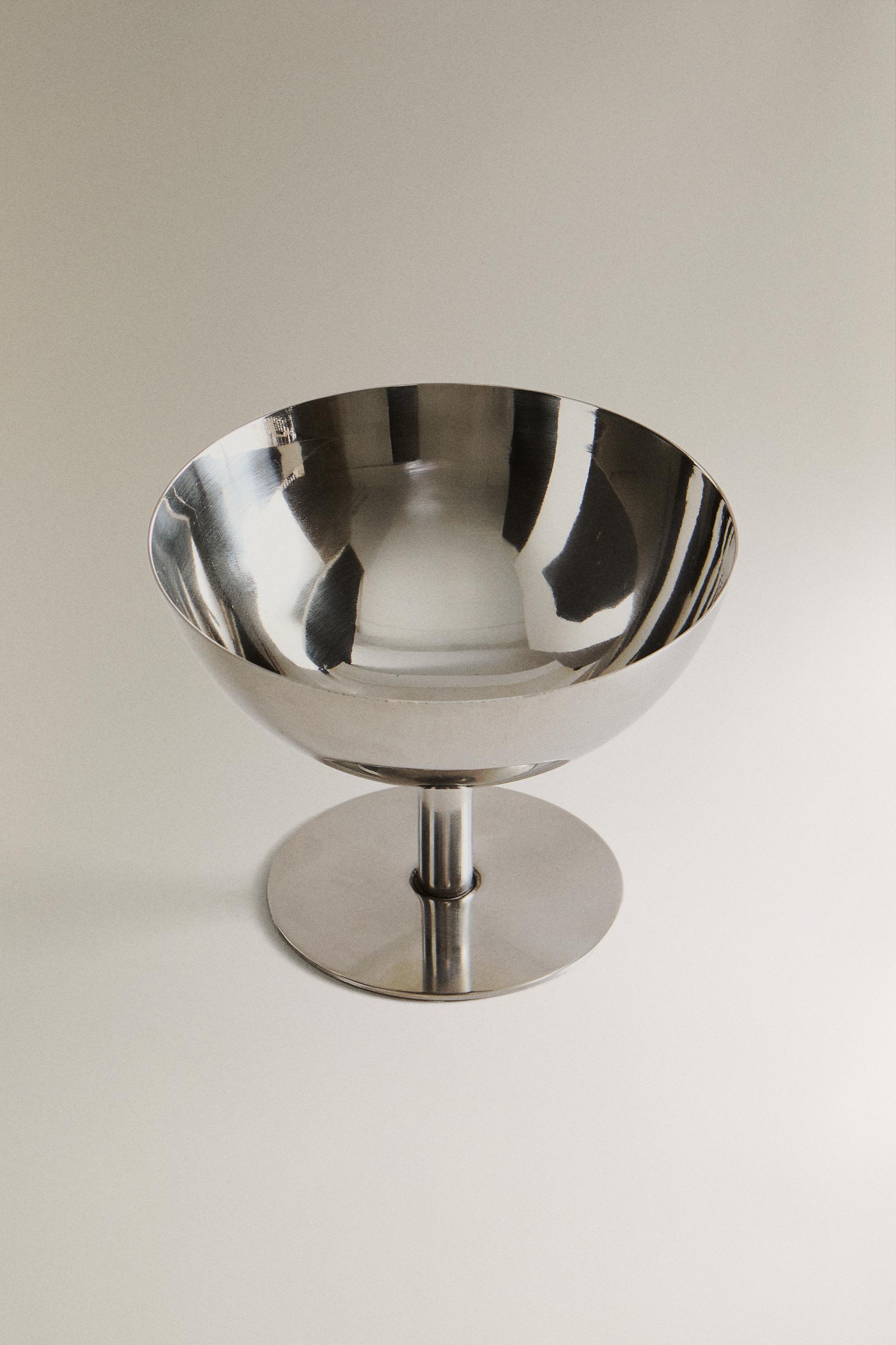LOW STAINLESS STEEL ICE-CREAM CUP — Silver