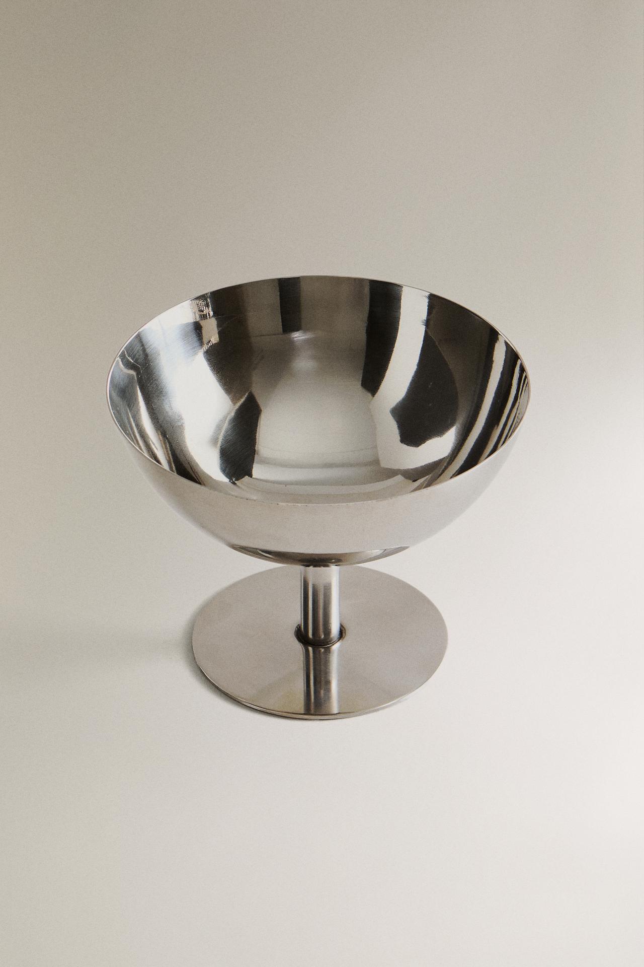 LOW STAINLESS STEEL ICE-CREAM CUP — Silver