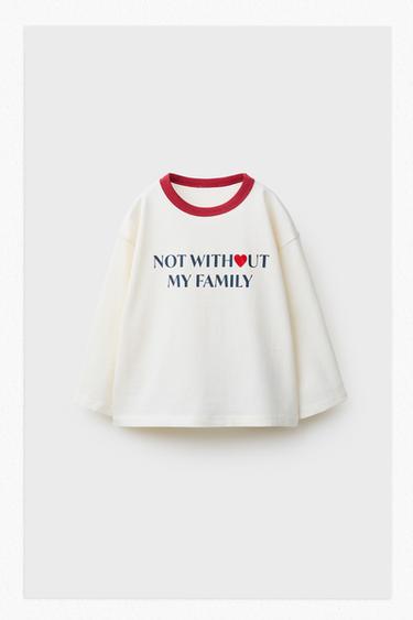 CONTRAST SLOGAN T-SHIRT - Ecru by Zara