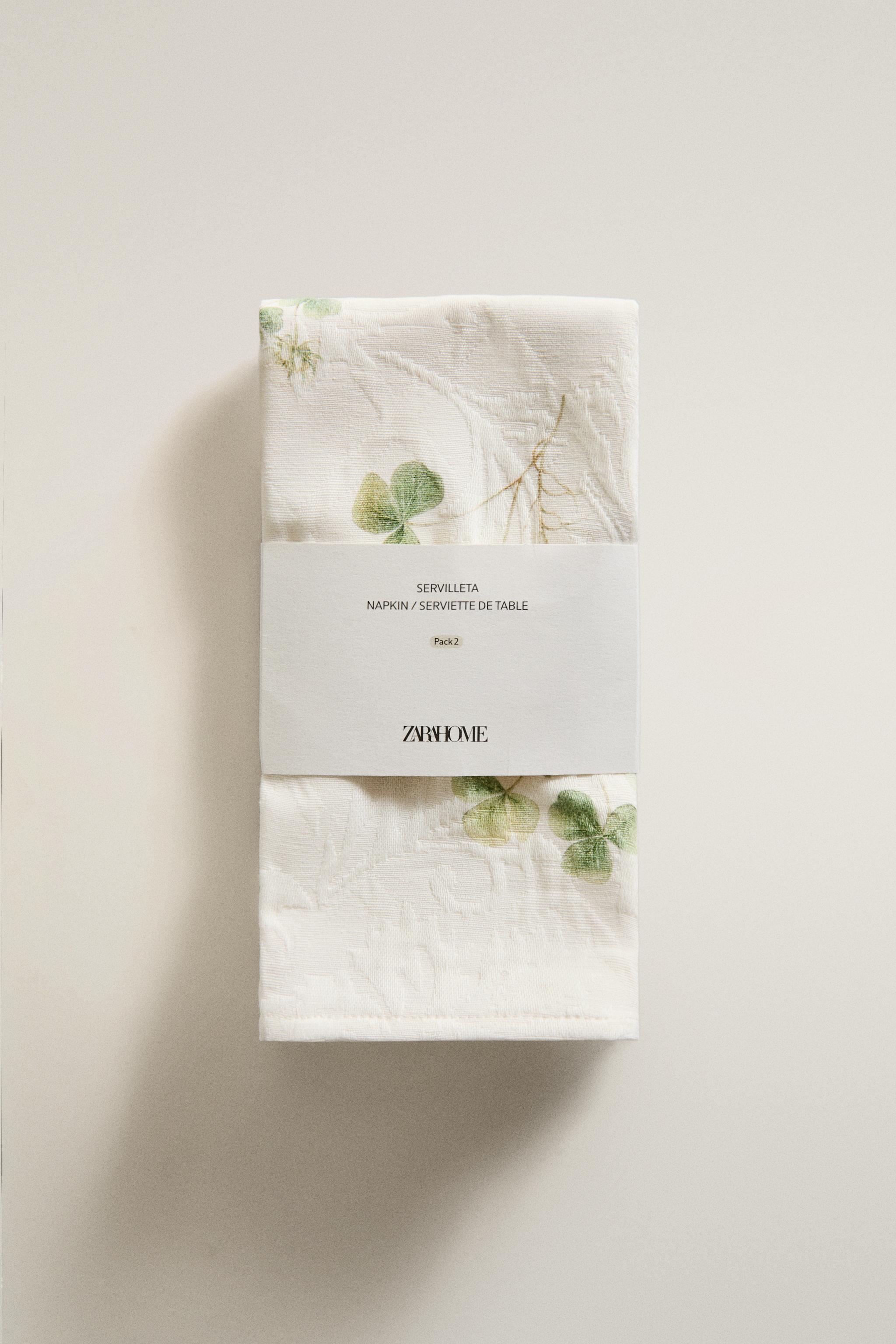 LOT DE SERVIETTES JACQUARD IMPRIMÉ TRÈFLE (LOT DE 2)