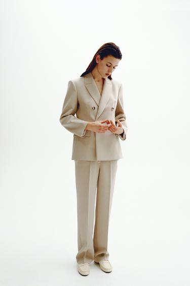 BLAZER DE CORTE RETO CRUZADO - Areia da Zara - Imagem 0