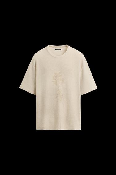 SPRAY PRINT KNIT T-SHIRT - Ecru by Zara - Image 0