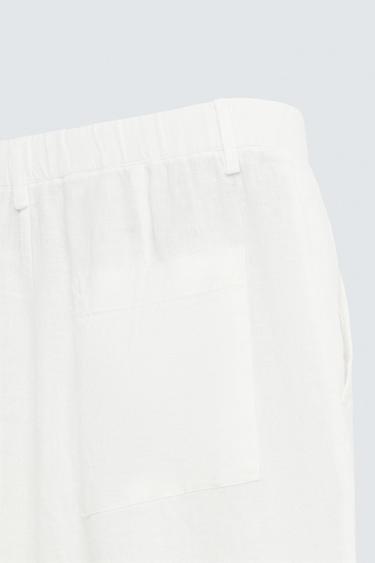 RELAXED FIT 100% LINEN TROUSERS - White by Zara - Image 8