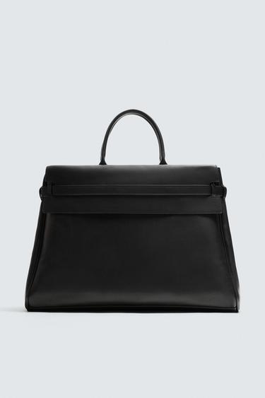 Zara LEATHER HANDBAG - Black