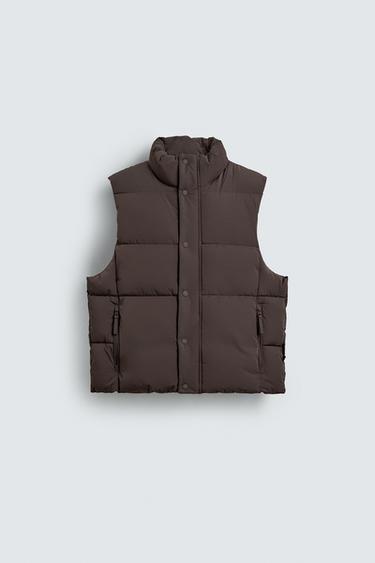 CROPPED FIT PUFFER GILET - Brown by Zara