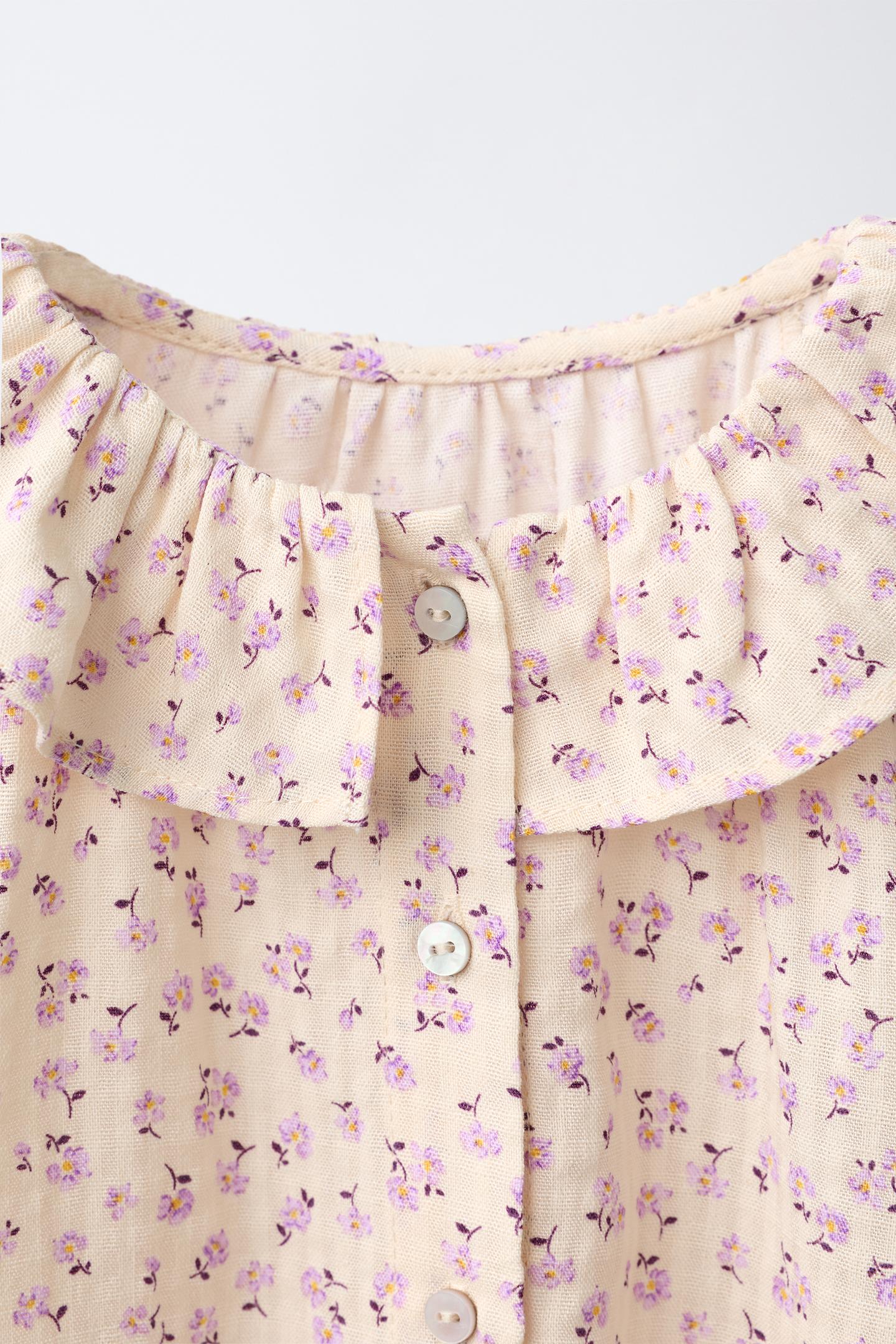Детская рубашка Zara Floral Print, цвет: Экрю — фото 3