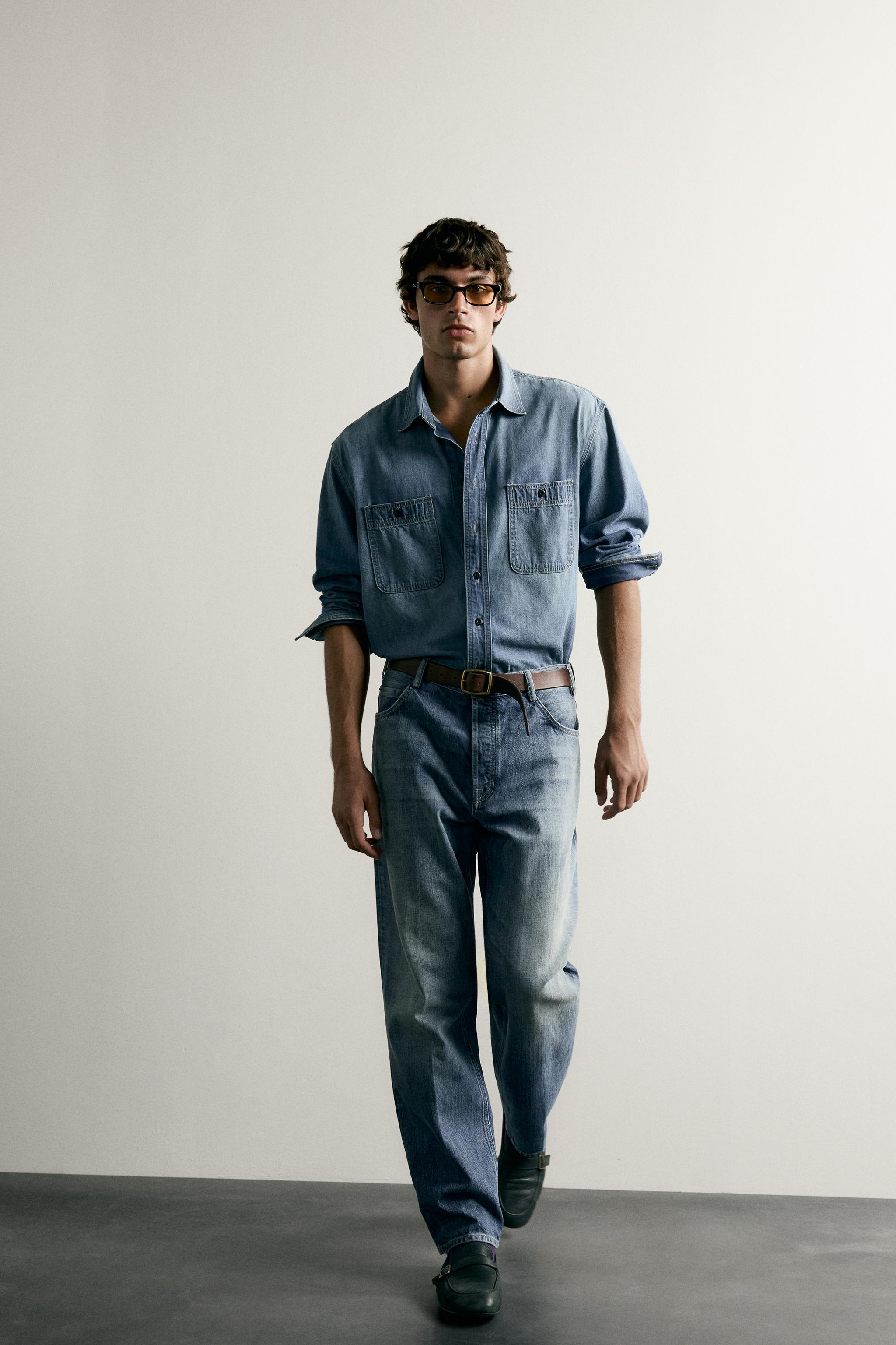 Мужские джинсы Zara RELAXED FIT PRESSED CREASE JEANS — фото 7