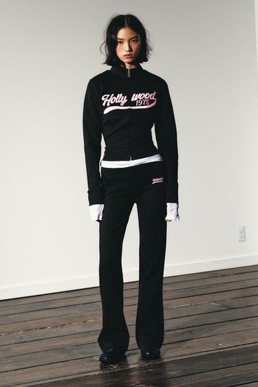 PANTALÓN FELPA FLARE - Negro de Zara