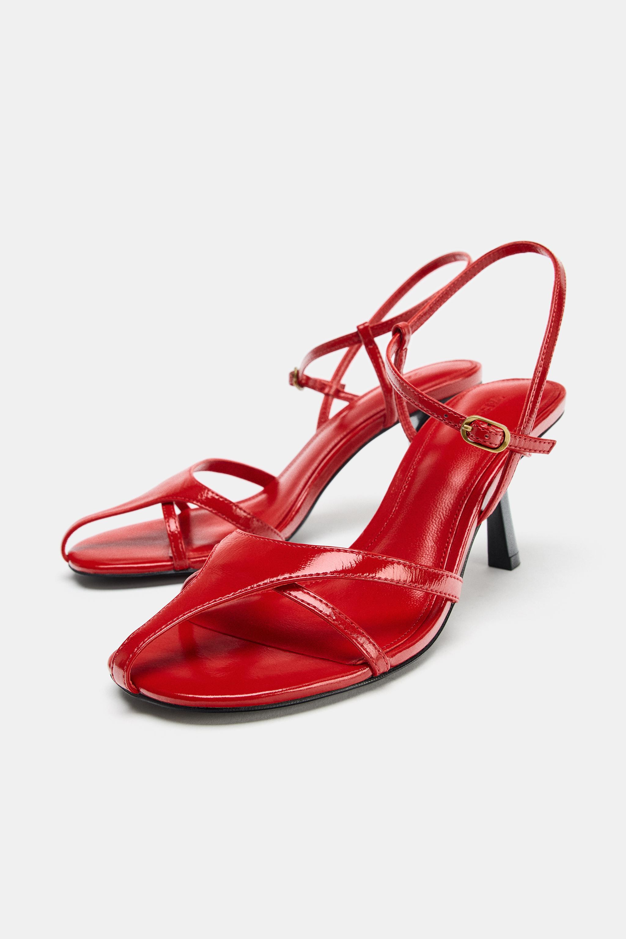 LIMITED EDITION レザー ストラップサンダル - レッド | ZARA Japan / 日本