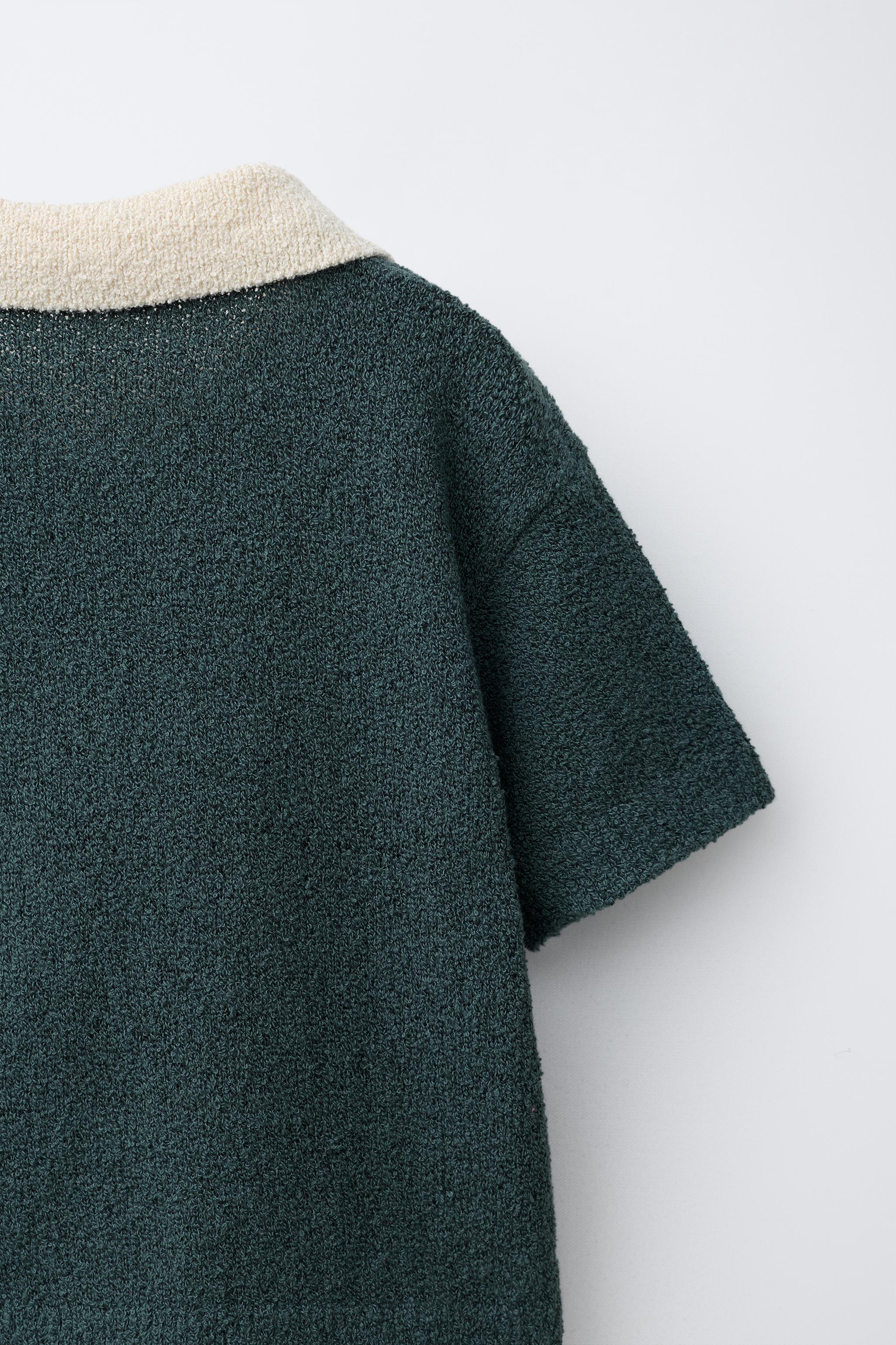 CONTRAST COLLAR KNIT POLO SHIRT