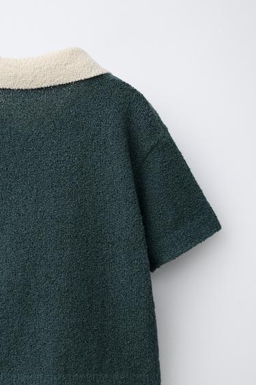 POLO PUNTO CUELLO CONTRASTE - Verde oscuro de Zara