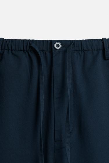 RELAXED FIT STRAIGHT-LEG TROUSERS - Navy blue by Zara - Image 7