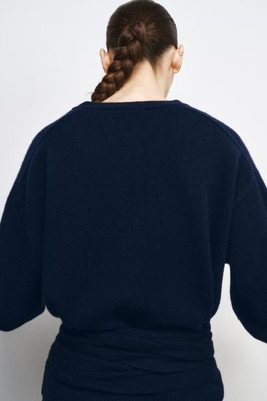 GILET 100% LAINE MANCHES BOUFFANTES - Bleu marine de Zara - Image 2