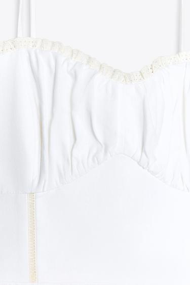 LINEN BLEND MIDI CORSET DRESS - White by Zara - Image 5