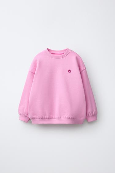 BLUZË HOODIE ME QËNDISJE MARGARITË - Rozë e zbehtë nga Zara