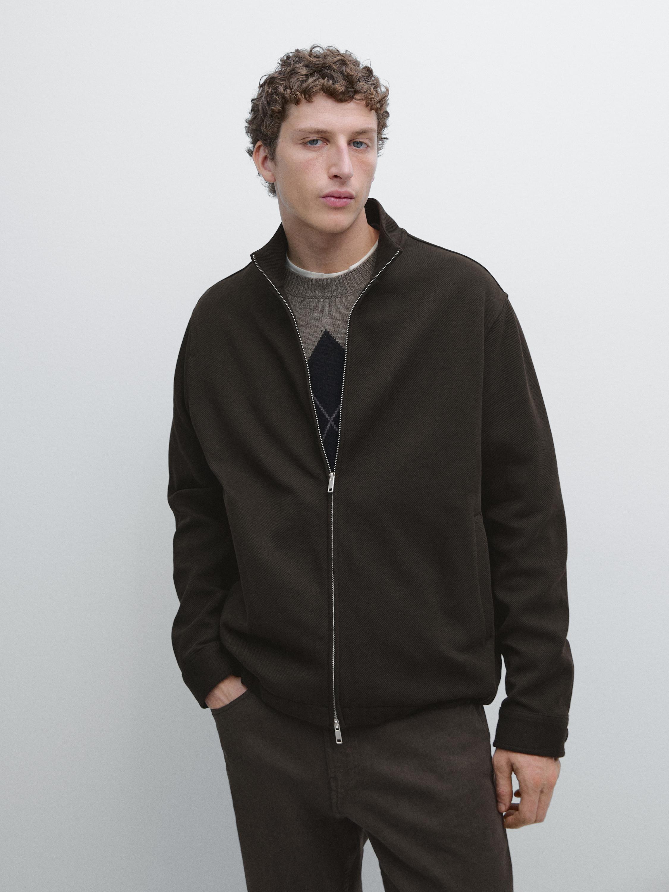 Veste zippée en maille de coton mélangé