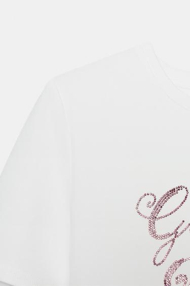 T-SHIRT INSCRIPTION STRASS - Blanc de Zara - Image 2