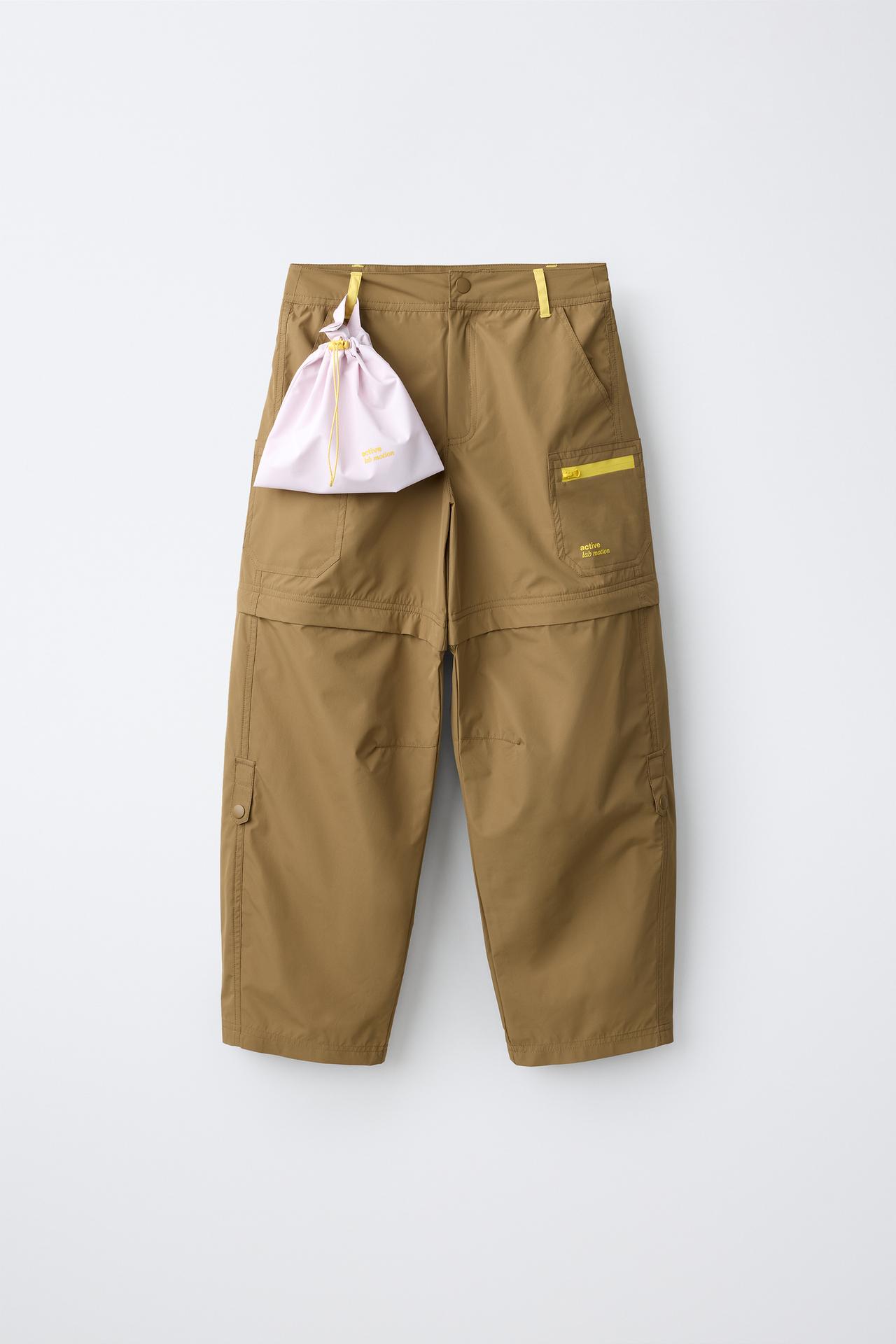 CONVERTIBLE WATER-RESISTANT TECHNICAL CARGO TROUSERS — Mid-camel