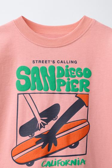 T-SHIRT WITH RAISED PRINT - Pink by Zara - Image 2