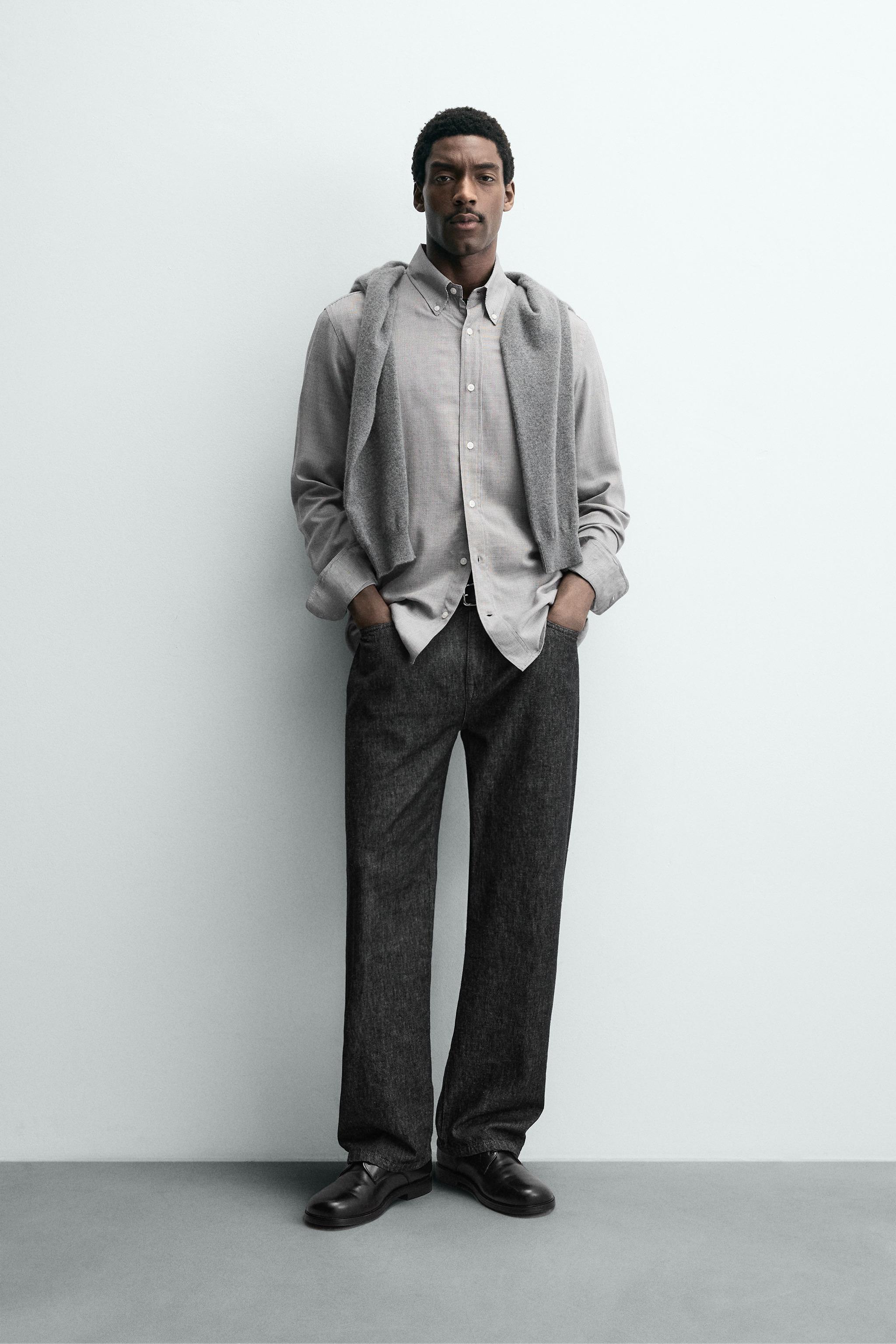 VISCOSE - WOOL PLAID SHIRT - Gray | ZARA United States