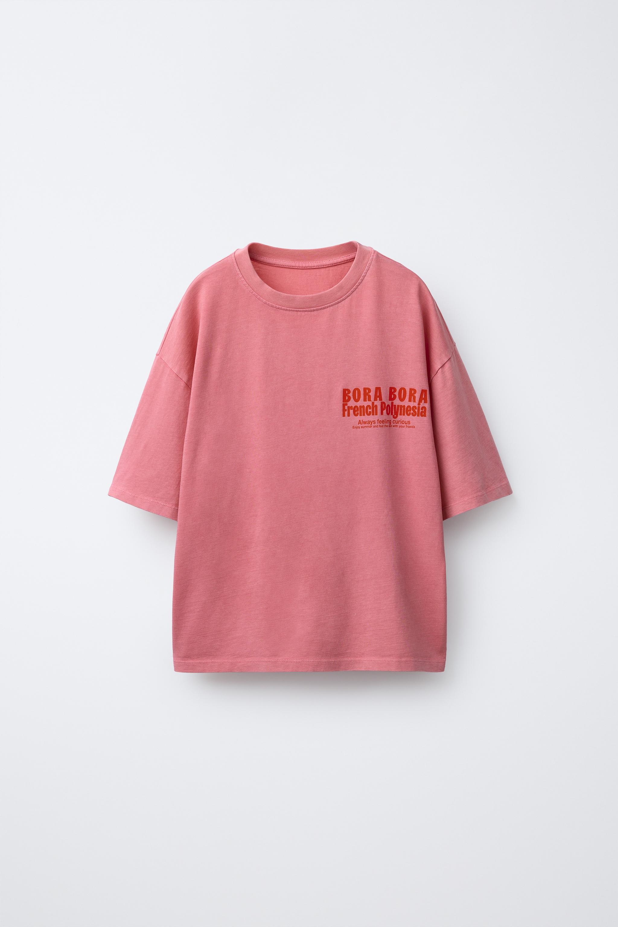 カピ バラ様ꕤ*.゜ CAMISETA ESTAMPADA GOLFINHOS - Rosa | ZARA Brasil