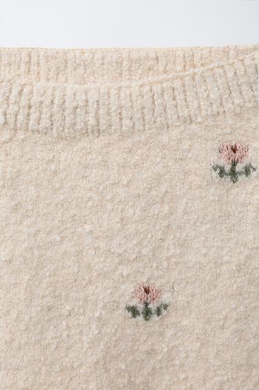 PANTALON FLEURS BRODÉES - Beige clair de Zara - Image 2