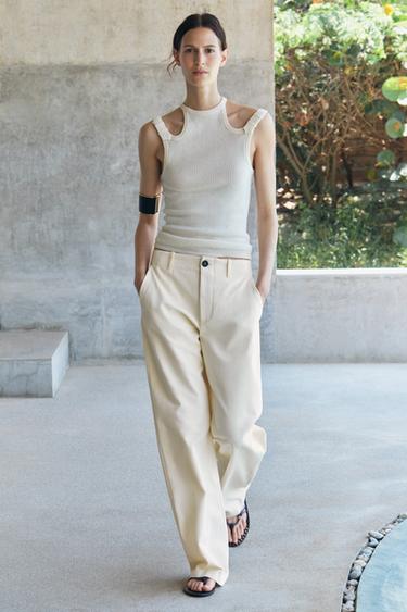 PANTALON BARREL ZW COLLECTION - Écru de Zara - Image 0