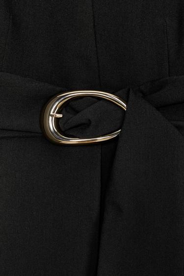 BLAZER WITH GOLDEN BUCKLE BELT SET - Black by Zara - Image 9