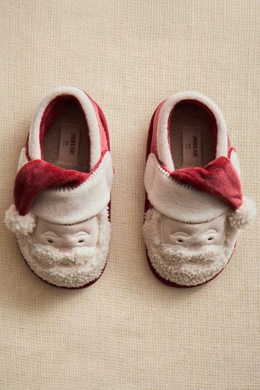 CHILDREN'S FATHER CHRISTMAS SLIPPERS - أحمر الخاص بـ Zara