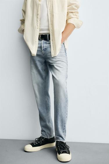 JEANS SLIM FIT CROPPED - Azul-claro da Zara
