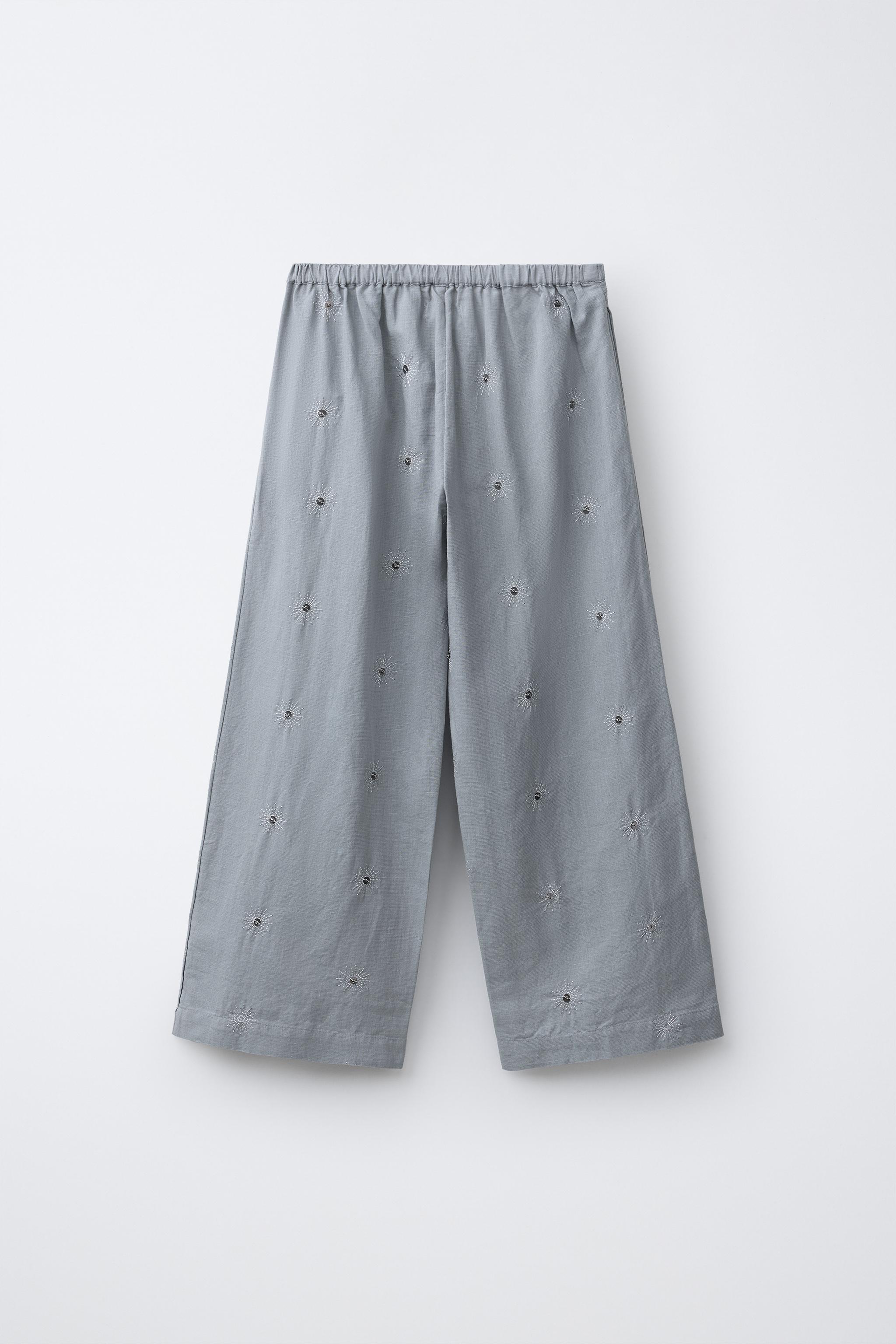PANTALON PAILLETTES AVEC COTON ET LIN