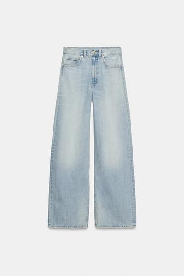 Zara TRF HIGH WAIST EXTRA WIDE LEG JEANS - Aquamarine