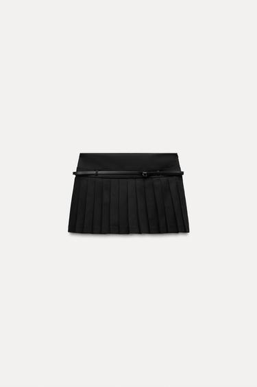 FALDA PANTALÓN TABLAS CINTURÓN - Negro de Zara