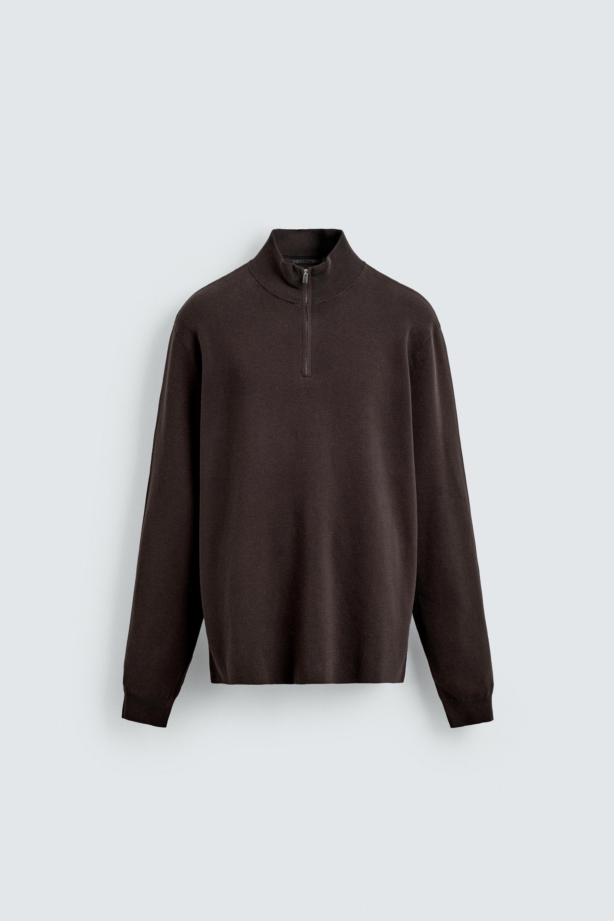 PURL KNIT ZIP-UP SWEATER - Dark brown | ZARA Turkey