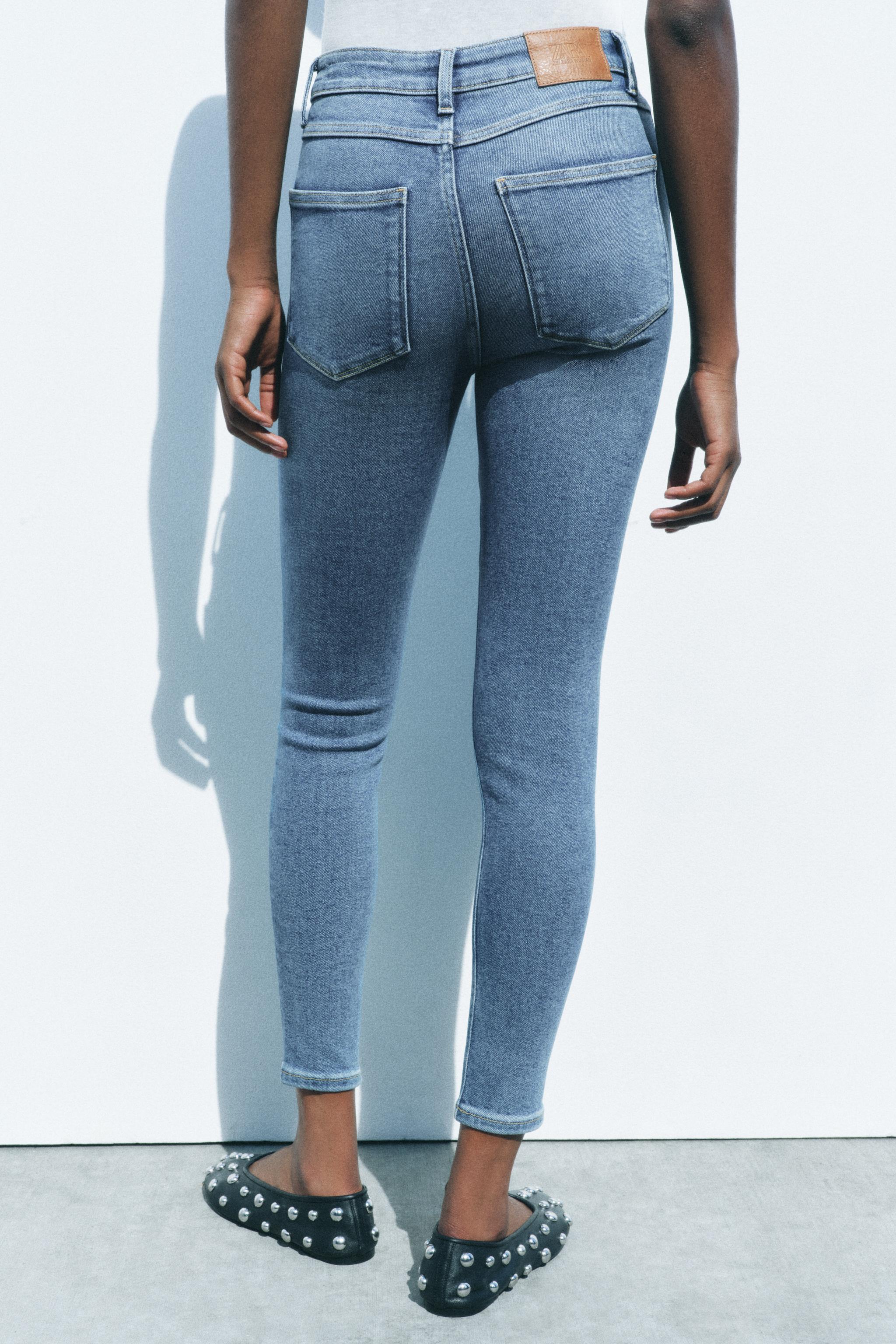 Zara Jeans Zw Collection Skinny Tiro Alto En Azul Mx 22 Us 0 Mujer