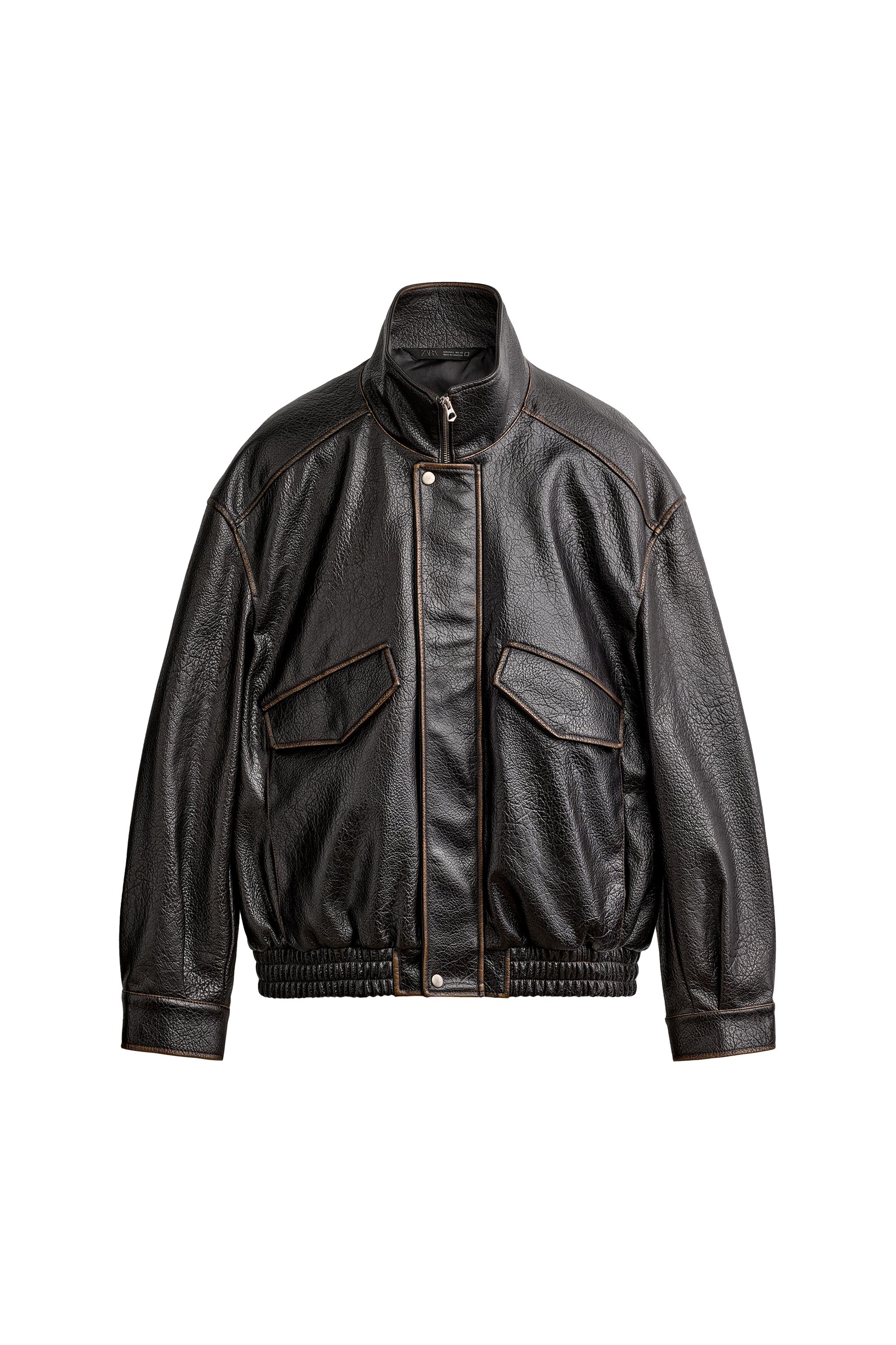 CAZADORA RELAXED FIT EFECTO PIEL