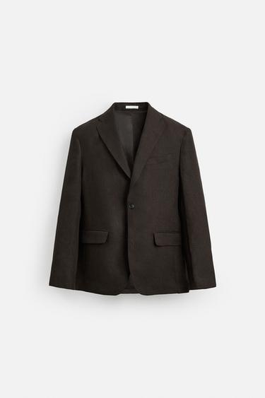 Zara 100% LINEN BLAZER - Brown