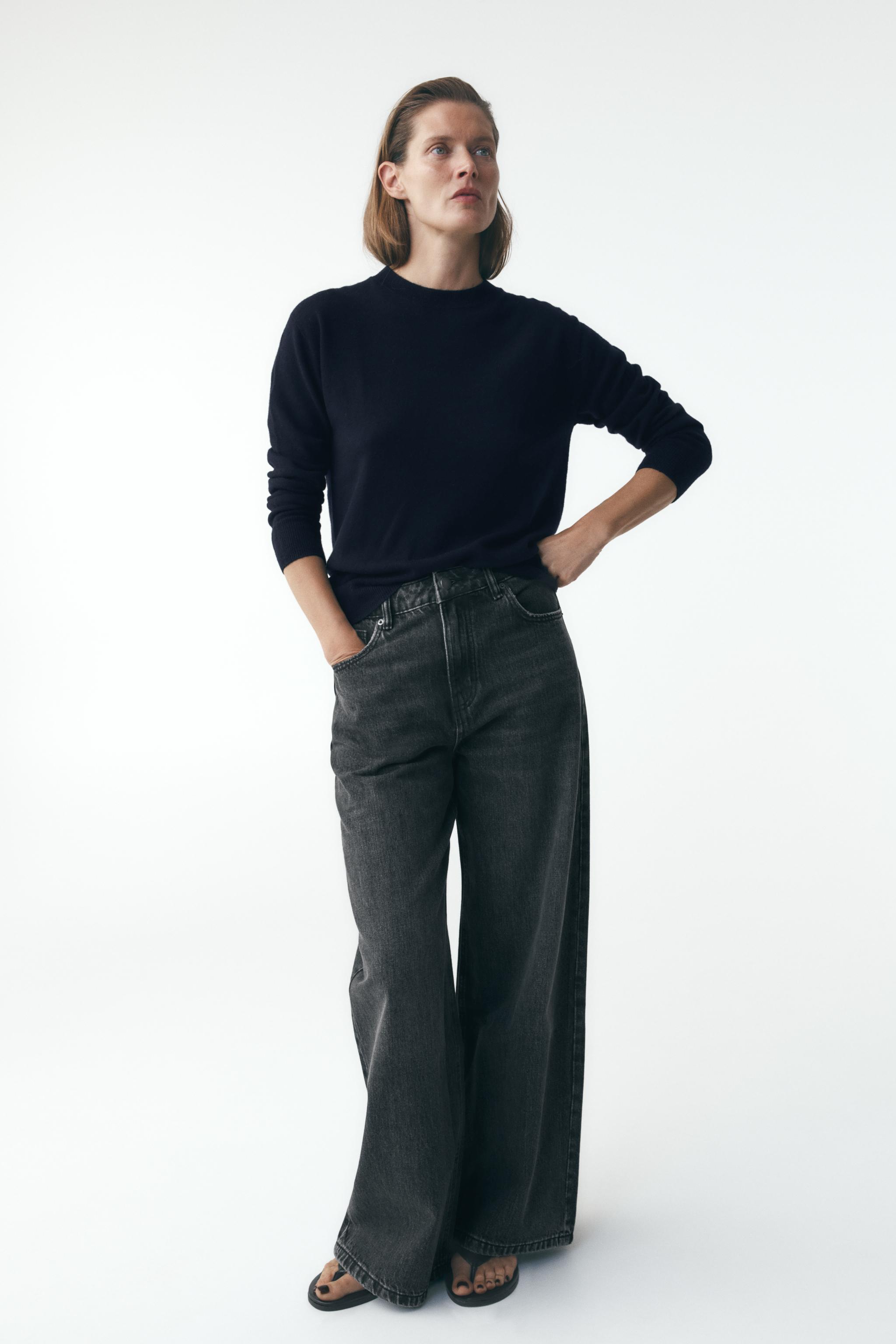 ZW COLLECTION WIDE-LEG HIGH-WAIST JEANS - Black | ZARA Australia