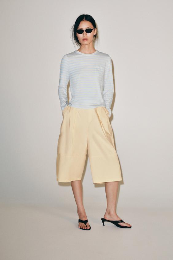 T-SHIRT WITH POCKET - Sand / Blue by Zara - Image 0