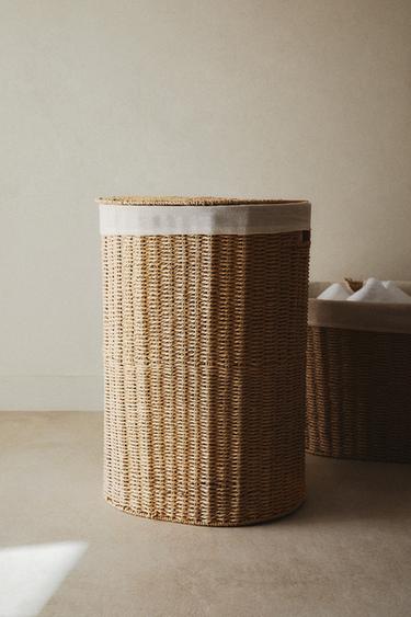 FABRIC-LINED LAUNDRY BASKET - Light beige by Zara