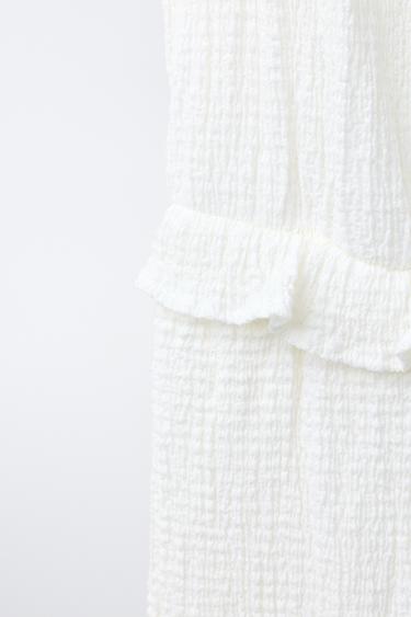 LONG JUMPSUIT WITH RUFFLE TRIM - Ecru by Zara - Image 3