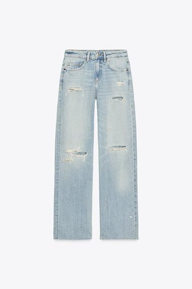 JEAN TRF LARGE DÉCHIRÉ TAILLE - Bleu clair de Zara - Image 6